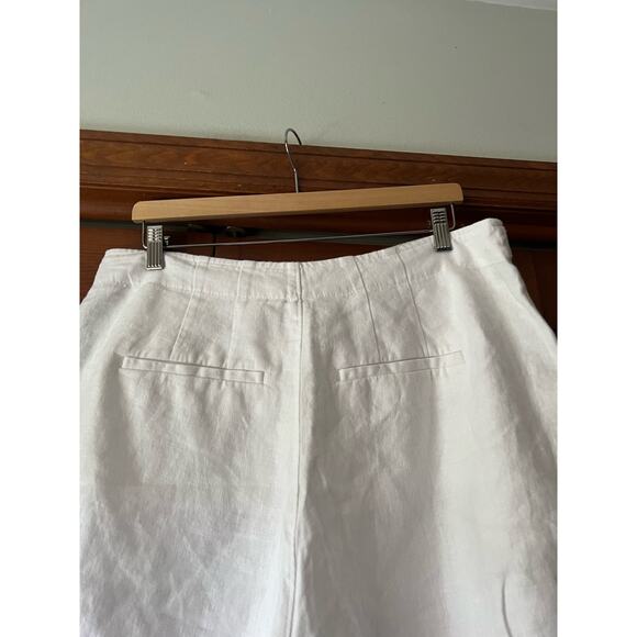 NWT Madewell Women's Clean Button-Tab Shorts in 100% Linen Eyelet White Size 14 - Picture 8 of 14